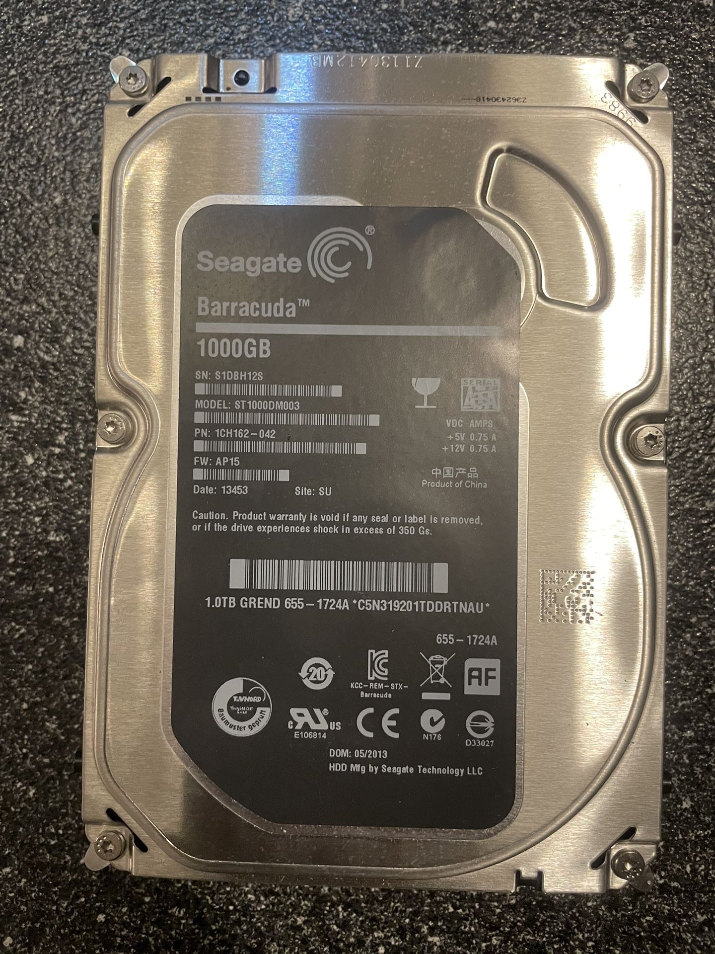 Seagate Barracuda 1TB/1000GB 7200 RPM 3.5" SATA DESKTOP Hard Drive