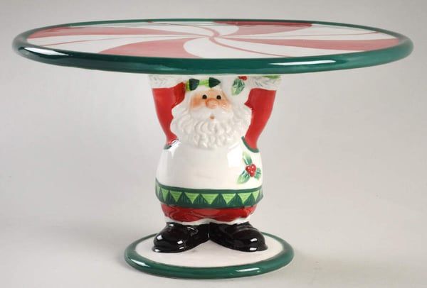 Ceramic Santa Claus pedestal cake stand