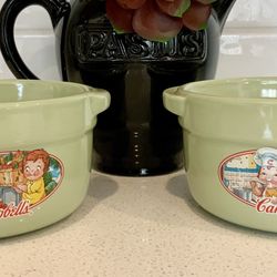 Vintage Campbell’s 2006 Stoneware Sage Green Soup Bowls Set Lot(2)