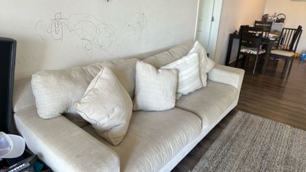 Used - Light beige 3 seater Sofa with 4 pillows