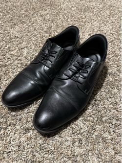 MUNN by Marc Joseph Men’s Black Cap Toe Oxford Dress Shoes Size 11.5 Distressed