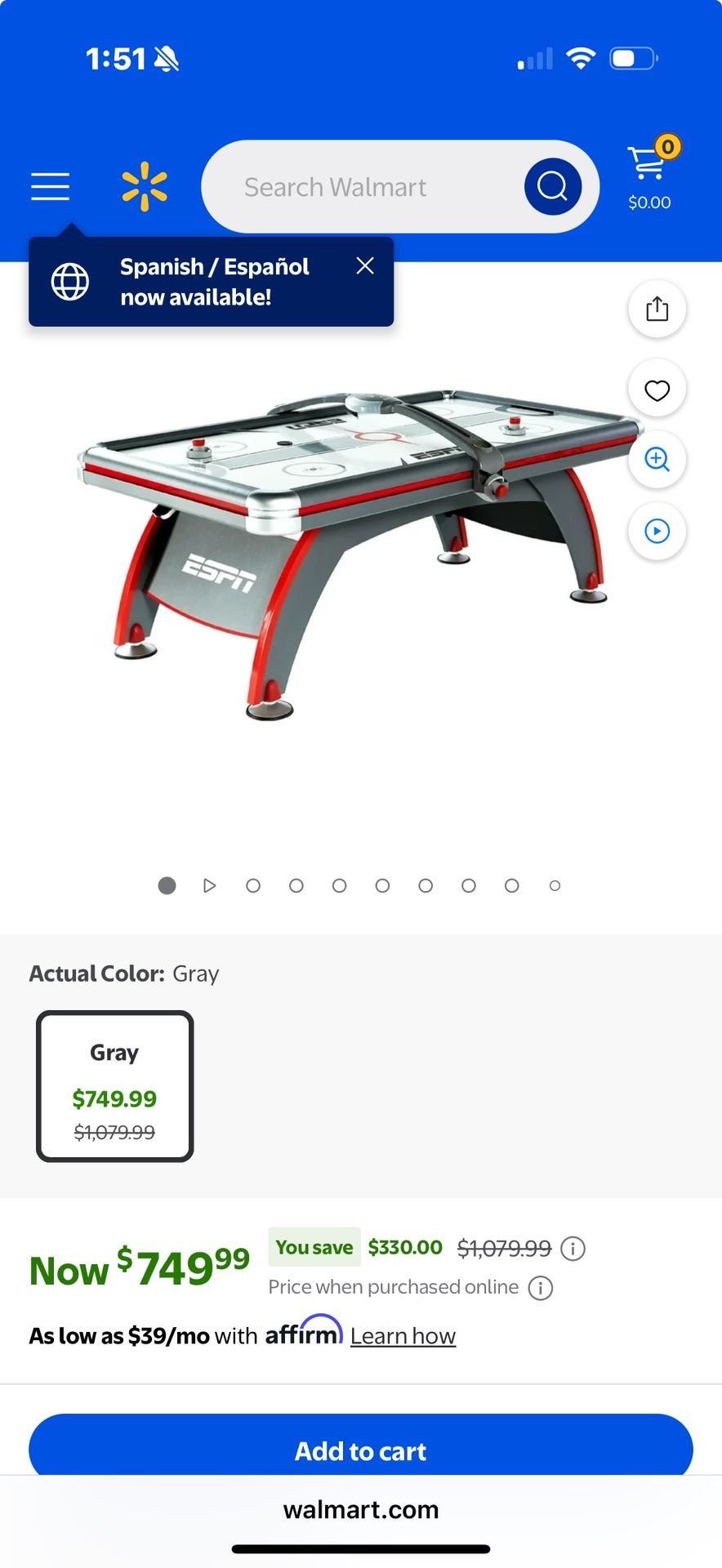 ESPN Air Hockey Table