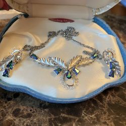 Vintage Sterling Silver Necklace Earrings Set 