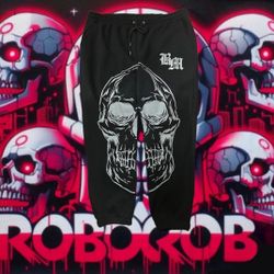 EUC BOOHOO MEN’S PLUS REGULAR FIT SKULL JOGGERS – BOLD, EDGY PRISTINE CONDITION