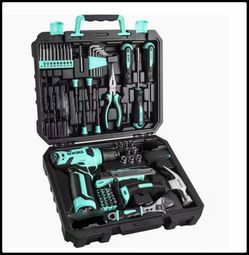119 PC Power Tool Box Set With 8V Cordless Drill 