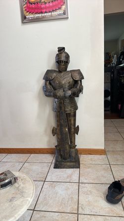 Metal Knight Suit Of Armor Statue 50”