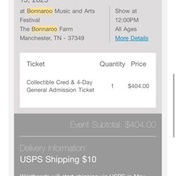 Bonaroo Ticket