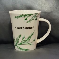 2020 Starbucks Coffee Mug Holiday White and Evergreen Pine Christmas Tree Light