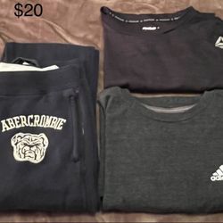 Mens XLG Adidas, Abercrombie 