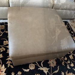 Square Leather Storage Ottoman on Wheels