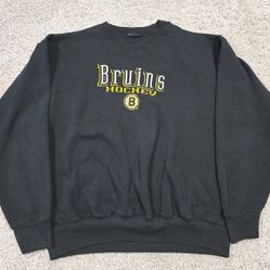 Vintage Boston Bruins Sweatshirt XXL Black Hockey Sports Sweater USA Made Fans 