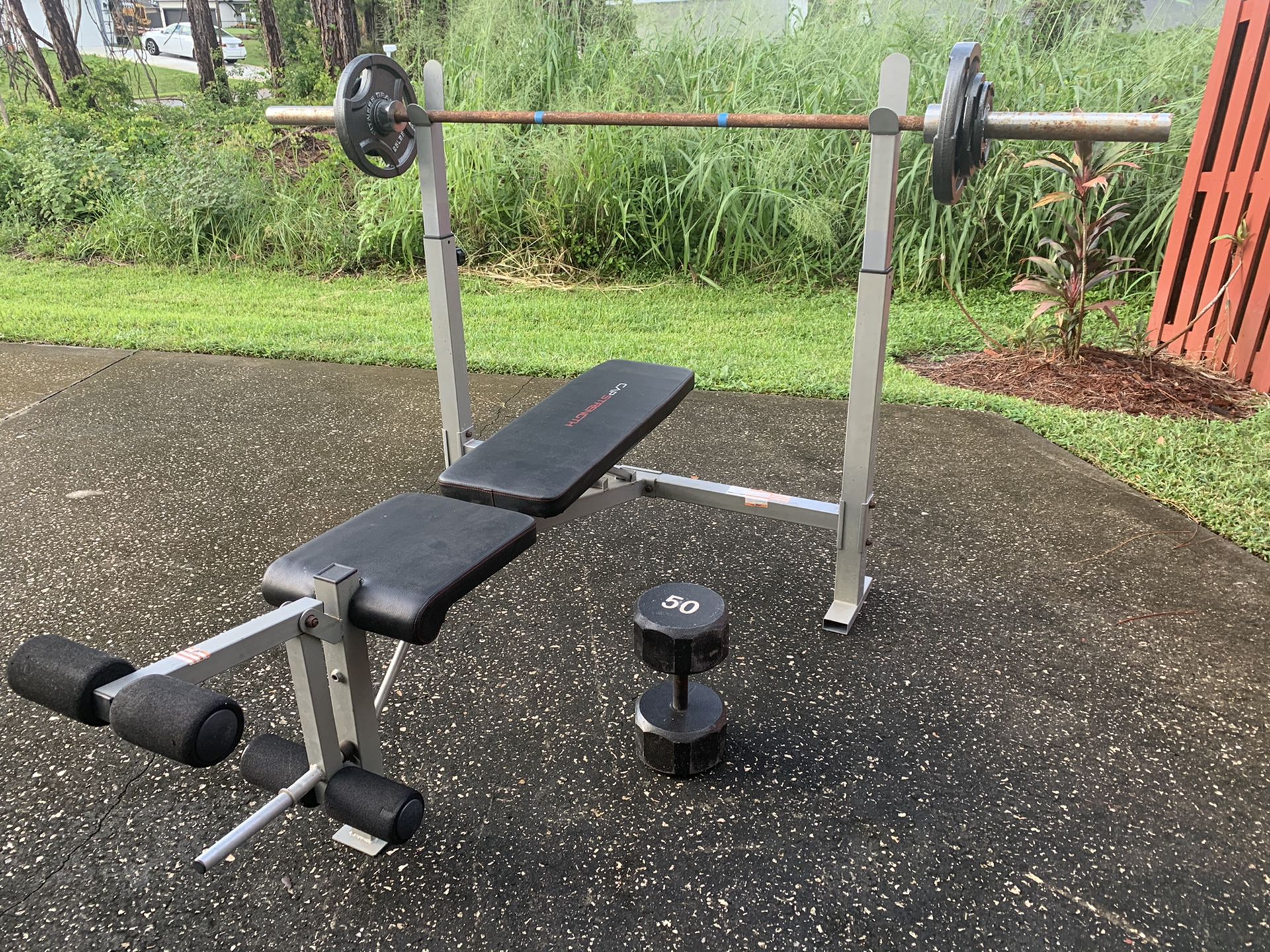 Olympic Bench with Bar with 115lbs of Weight