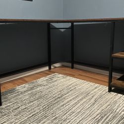 Wood And Metal Corner Desk With Shelves 