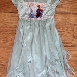 Girls’ Disney Frozen II Mint Green Fantasy Nightgown with Elsa & Anna - 6