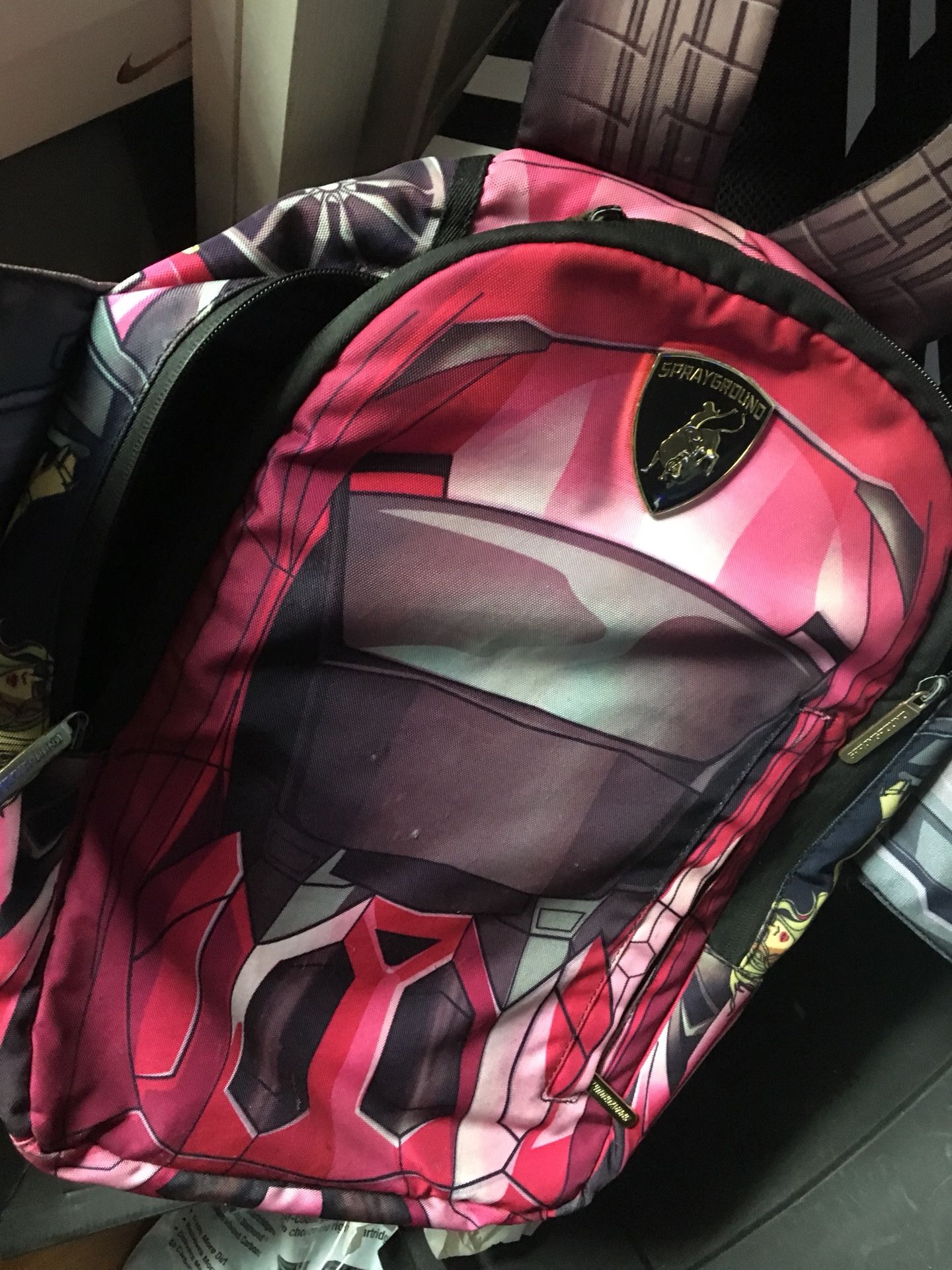 Pink lambo wings sprayground backpack