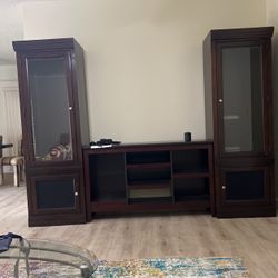 Tv Entertainment Cabinets Glass Shelves Espresso