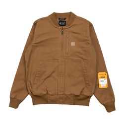 CARHARTT RUGGED FLEX DUCK RELAXED FIT BOMBER JACKET MEDIUM M MENS TAN DUCK NEW!