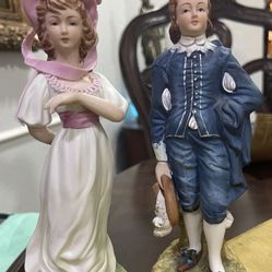 Vintage Biscuit Figurines Set Blue Boy And Pinkie 