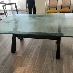 Dining Table For Free… Glass And Solid Wood Base