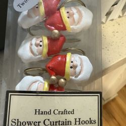 Shower Curtain Hooks Santa Xmas Christmas 
