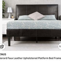 New In Box:  Zinus Deluxe Faux Leather Bed Frame