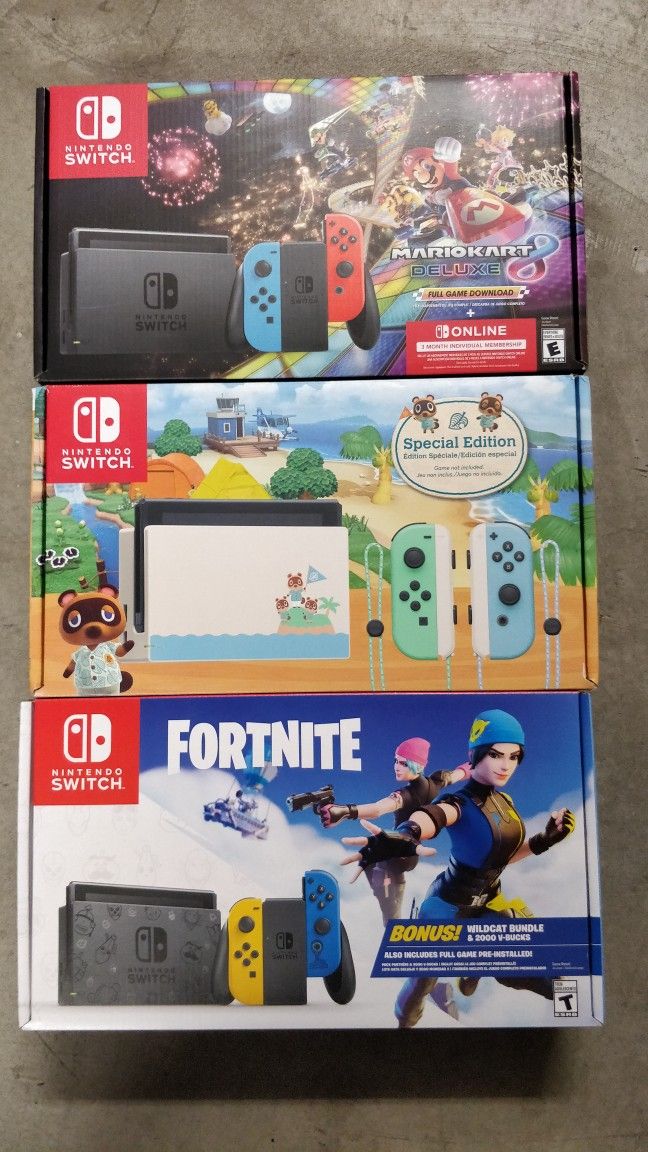 New! Nintendo Switch Console Animal Crossing Mario Or Fortnite Wildcat Bundles