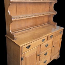 Solid Wood Farmhouse Hutch / China Cabinet – 5’7” x 4’2” x 18” – Storage + Display