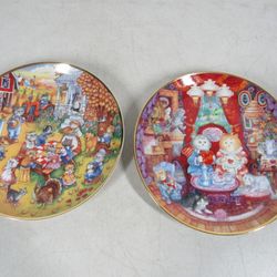 Franklin Mint "A Purrfect Feast" & " Whisker Wuv"Bill Bell Cat Plates
