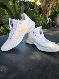 Adidas White Knit Basketball Sneakers