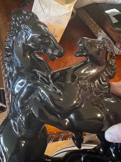 1970 Vintage MMC Rearing stallion & fighting stallions black gold highlights.