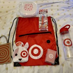Target Backpack, Bullseye Bag, Target Deck Of Cards,Target Plastic Food Keeper Target Water Bottle 