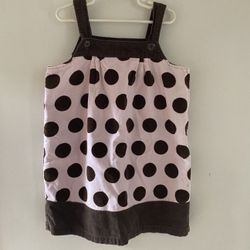 Toddler Girl Pink & Brown Polka Dot Dress - Size 6T - Gently used - brand: Gymboree 