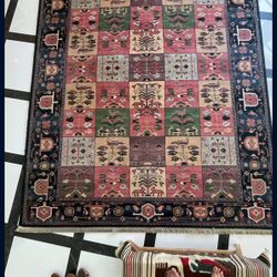 8x10 Navy Pattern Rug Vintage 