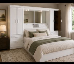 Headboard and side cabinets