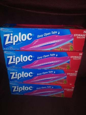 (4) boxes of Ziploc storage gallon bags 19 ct. boxes easy open tabs