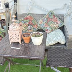 Big Patio Set , 2 Foldable Chairs And One Table And One Small Sofa 