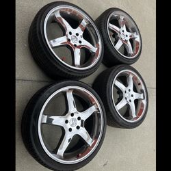 4 X 245/35r20 5x4.5 5x114.3 Stock Chrome Does Mustang Cobra SVT Wheels Rims Tires !!!