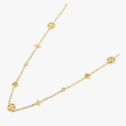Gold Chain Necklace with Geometric Charms, Adjustable Length, Fashion Jewelry