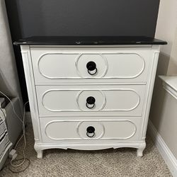 Two White & Black 3 Drawer Chests - MAKE ME AN OFFER