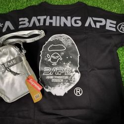 A Bathing Ape Tshirt  X Supreme Bag