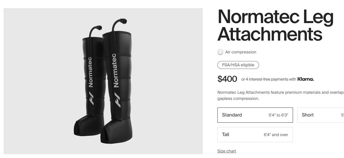 Brand New Normatec 3 Leg Attachments – Standard Size
