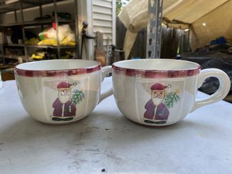 2 Large Santa Mugs 