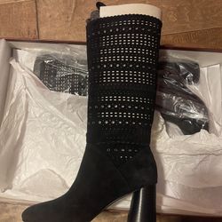 DONALD/PLINER GLENDA BLACK SUEDE LASER CUT