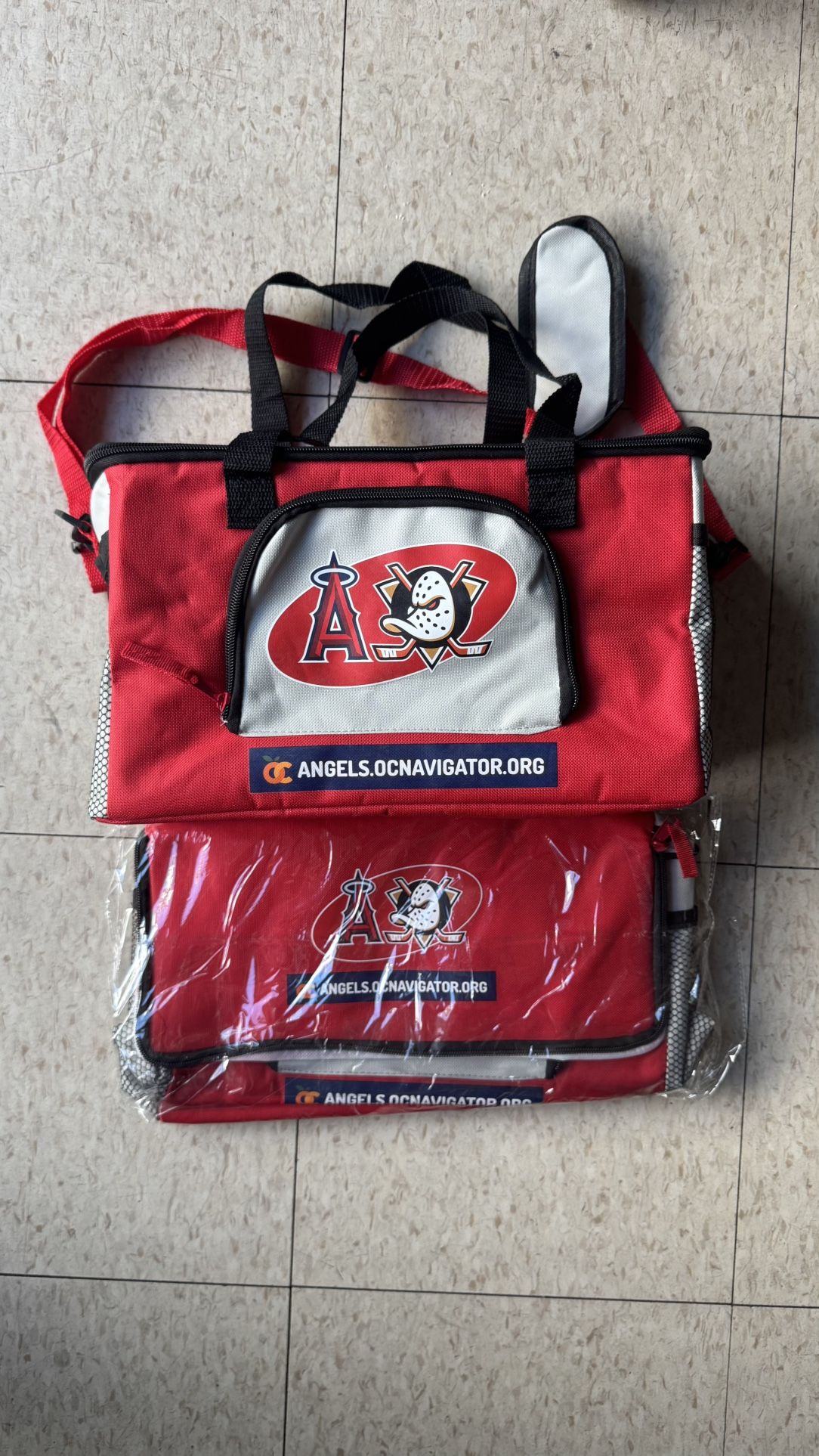 ANAHEIM DUCKS ANGELS COOLER LUNCH BAG MLB NHL LAA Work Giveaway Hockey Baseball