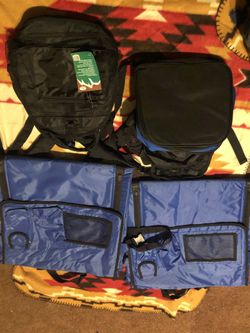 Backpack and 2 lawn chairs