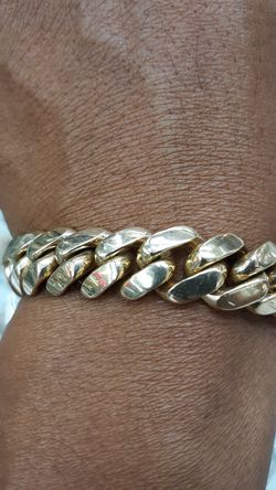 14k gold Cuban link bracelet hand made 125.2 grams 14 mm