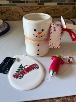 Snowman Ceramic Mug with Gift Tag