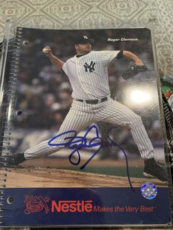 Autograph Roger Clemens Yankees notepad
