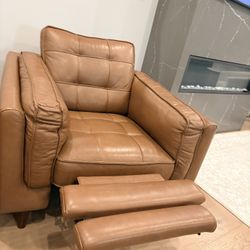 Arm Chair Recliner Leather Brown …