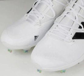 Brand New Adidas Adizero Afterburner 8 White Baseball Metal Cleats Sizes 11.5, 12.5